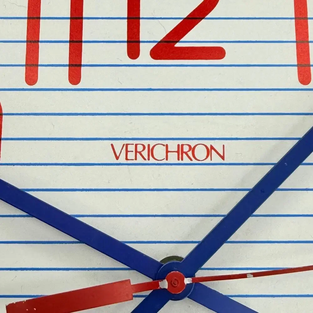 Vintage 1980s Verichron Pencil Wall Clock WORKING Retro Teacher Classroom Decor